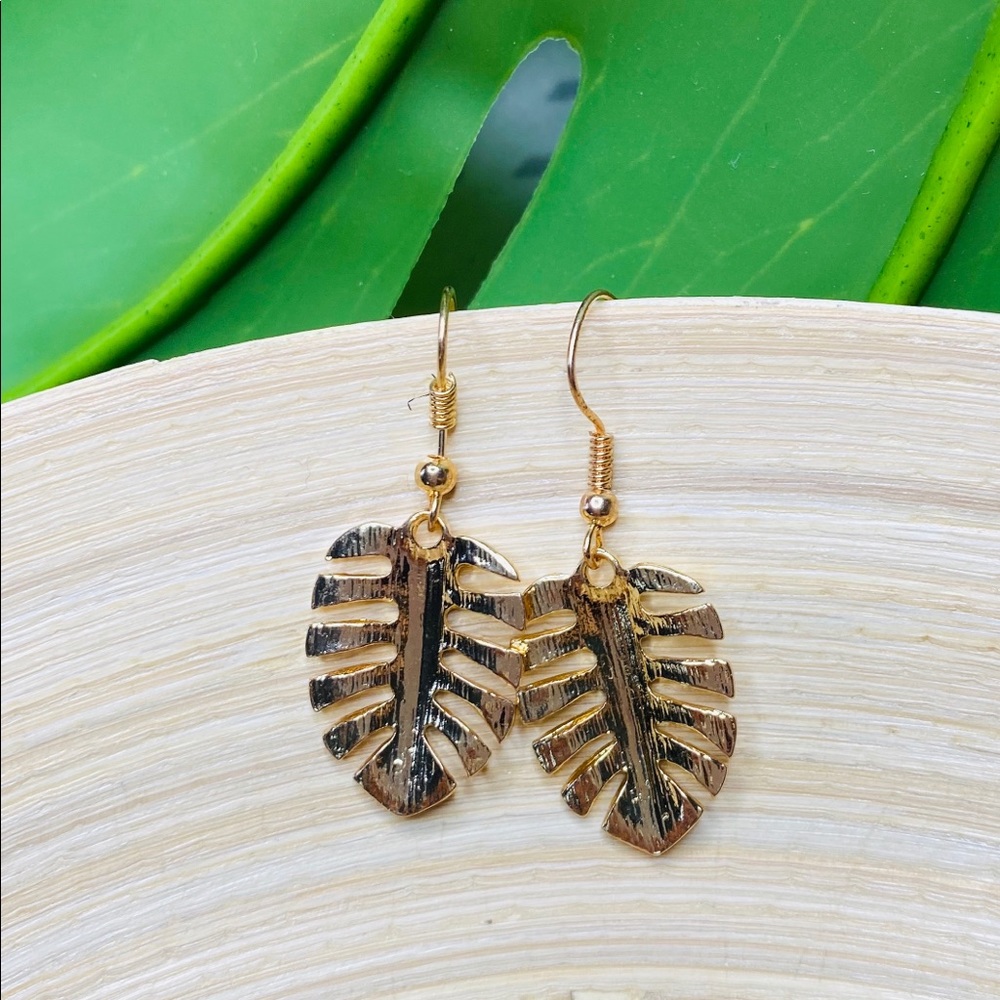 Palm Leaf Dangle Earrings